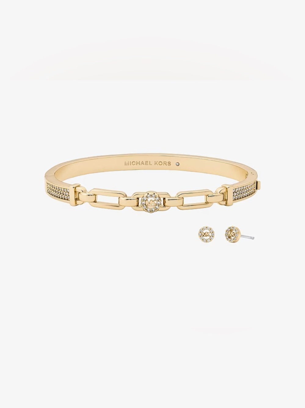Michael Kors Gold Logo Chain Bangle with Crystal MK Accents